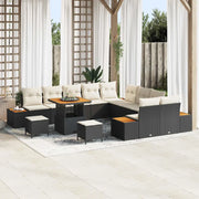 Set Divano da Giardino con cuscino 13 pcs Nero Poly Rattan 3364920
