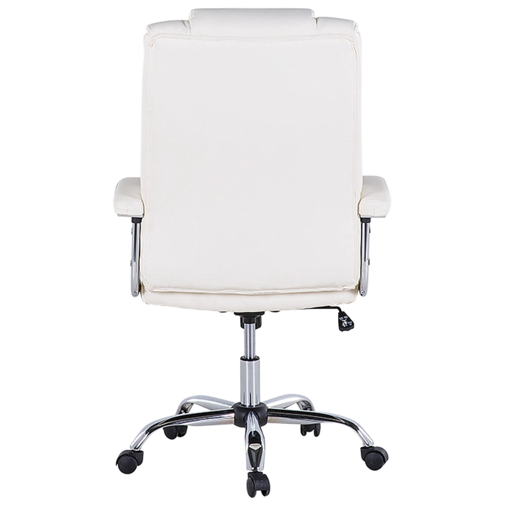 Sedia dirigenziale da ufficio in ecopelle beige con ruote regolabili in altezza del sedile girevoli