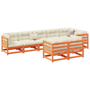 Set Divani Giardino 8 pz con Cuscini Marrone Cera Massello Pino 3299505