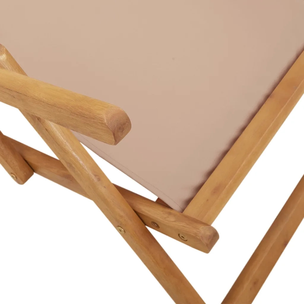 vidaXL Sedia da Spiaggia Pieghevole Beige Legno di Eucalipto e Tessuto