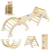 Set di 7 in 1 triangolo di arrampicata in legno 75 x 55 x 59 cm rampa reversibile e sicura giocattolo educativo in legno di faggio design macaron 20_0009985