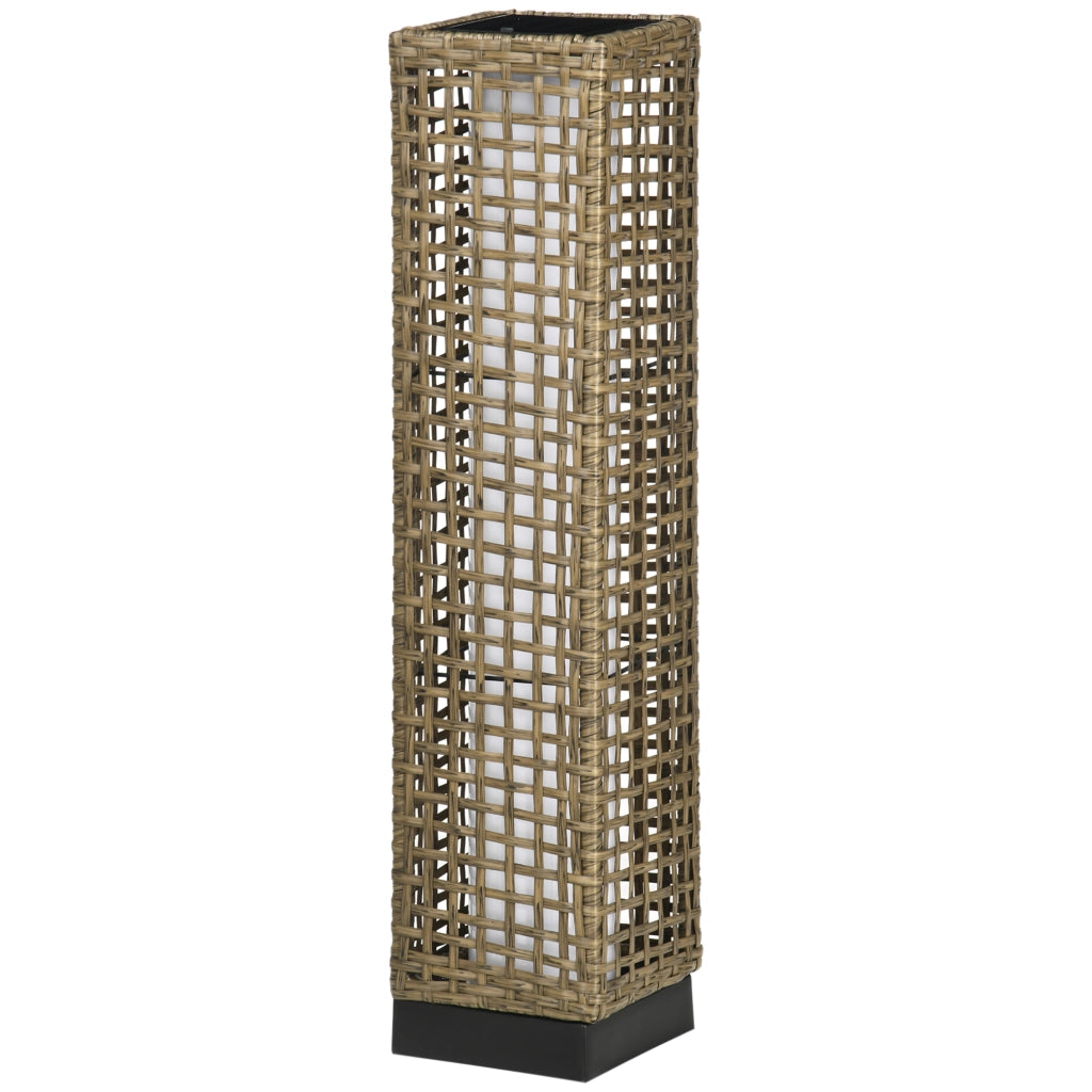Lampada Solare da Giardino ¨C zephmum ¨C Acciaio e Rattan, Nero e Marrone, 15.5x15.5x69 cm