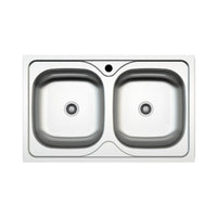 Lavello incasso cucina acciaio 86x50 cm due vasche