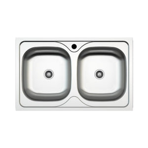 Lavello incasso cucina acciaio 86x50 cm due vasche