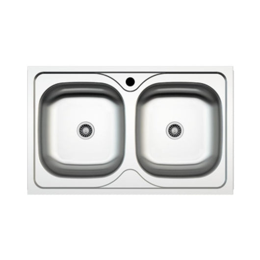 Lavello incasso cucina acciaio 86x50 cm due vasche