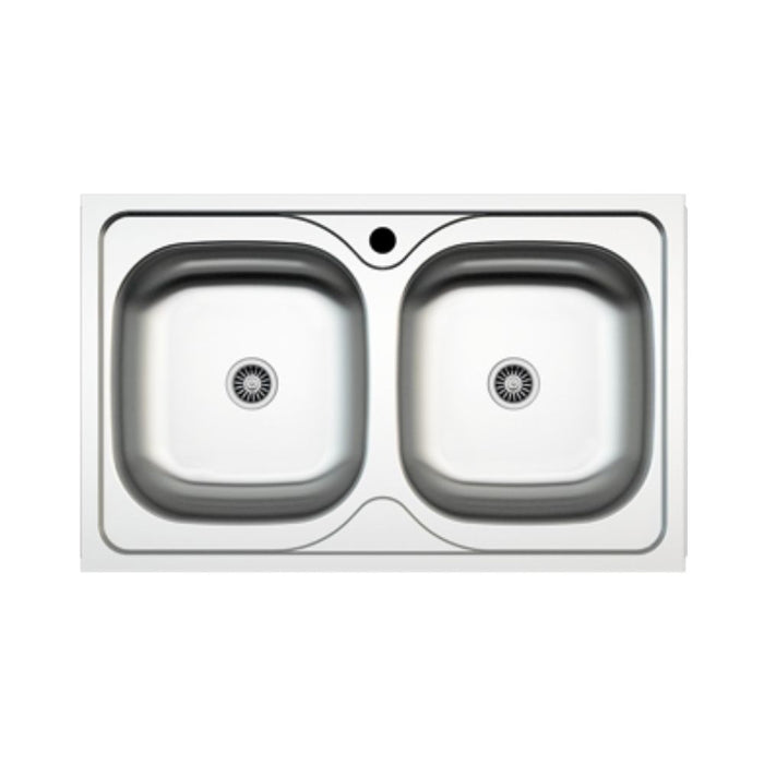 Lavello incasso cucina acciaio 86x50 cm due vasche