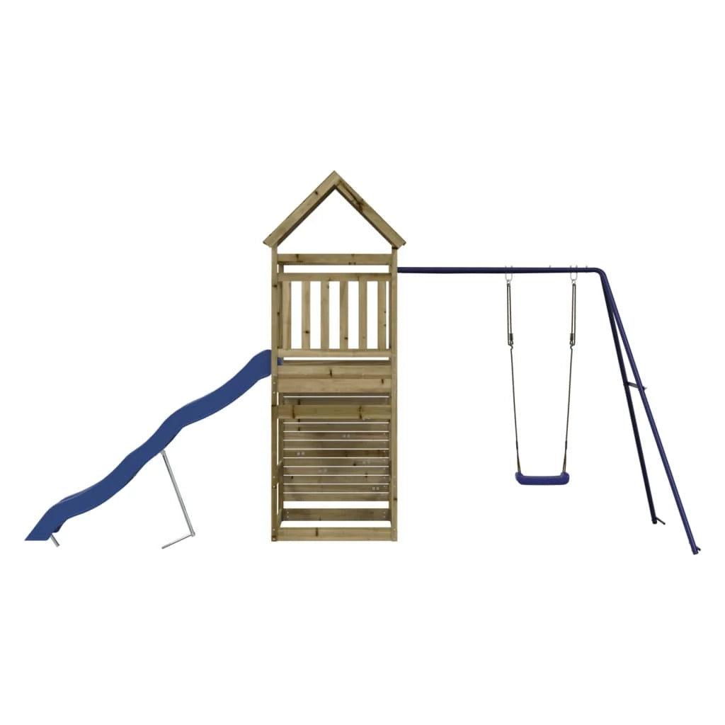 Altalene per parco giochi all'aperto scivolo altalene robuste giochi da giardino 454 x 199 x 249 cm legno di pino impregnato 02_0004753
