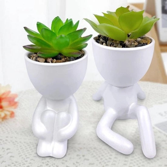Set di 2 Piantine Finte in Vasi Ceramici - Piantine Decorative - Piantine Mini in Plastica - Piantine Finte - Piantine da Appendere