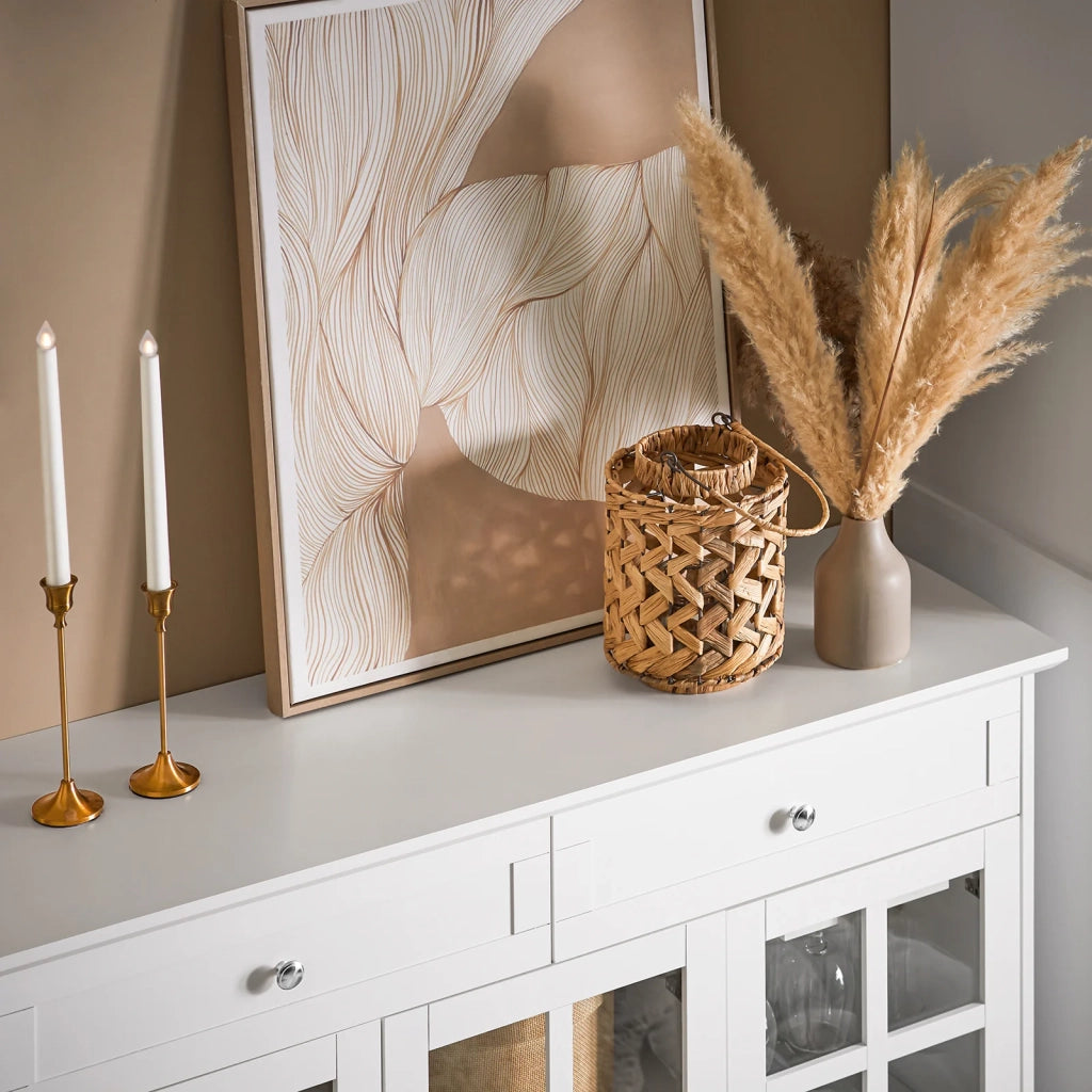 Mobile Da Cucina Isola Cucina Con Anta In Vetro Credenza Buffet Bianco119x40x90cm FSB77-W