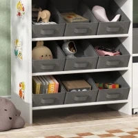 Scaffale per giocattoli e per libri con 11 cesti in tessuto non tessuto 105 x 30 x 80 cm Bianco
