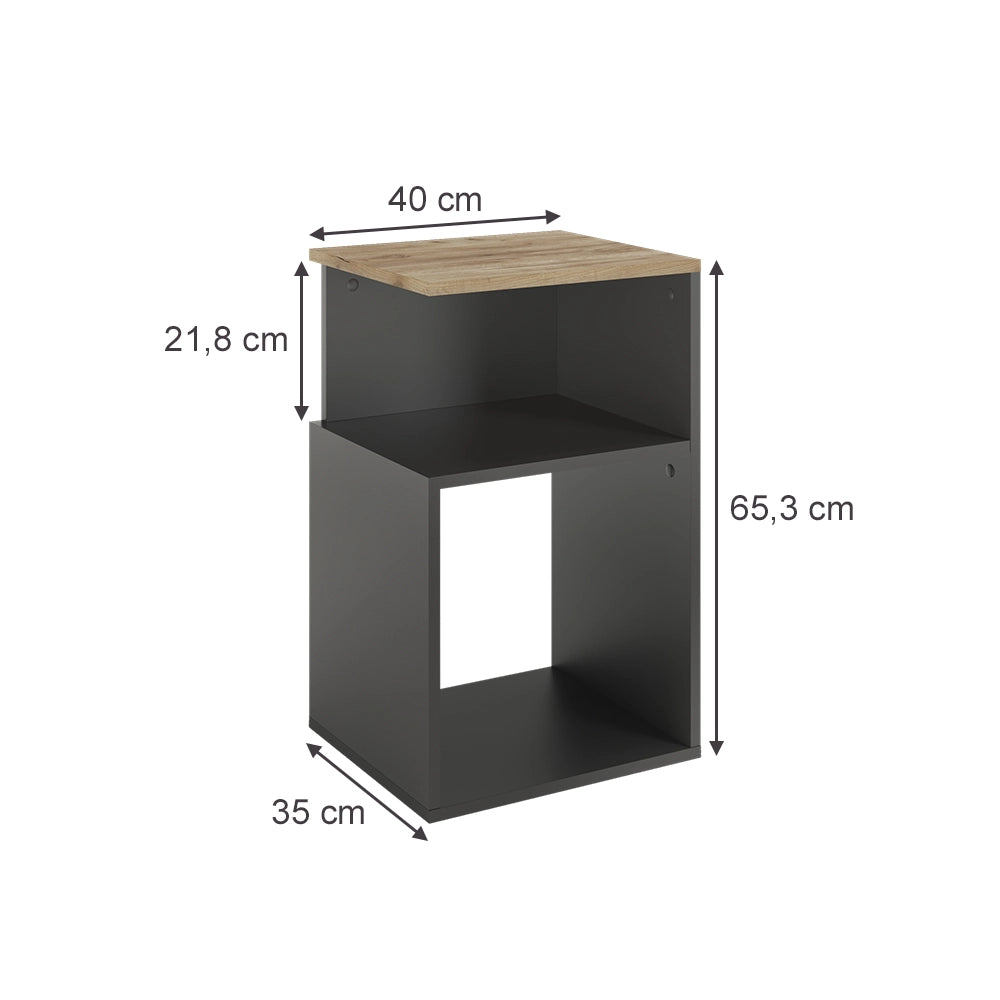 Vicco Comodino Antracite/quercia dorata 40 x 65.3 cm