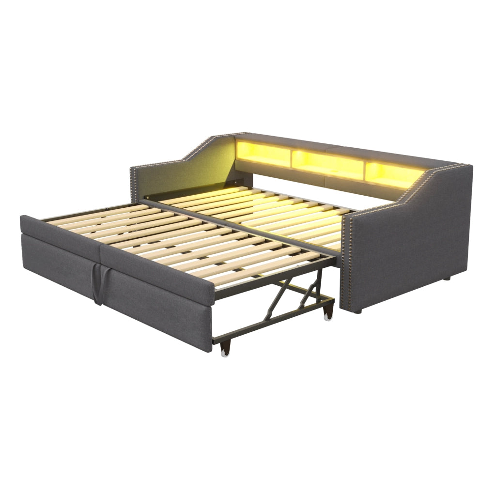 Letto divano estraibile tessuto di iuta 180x200 cm