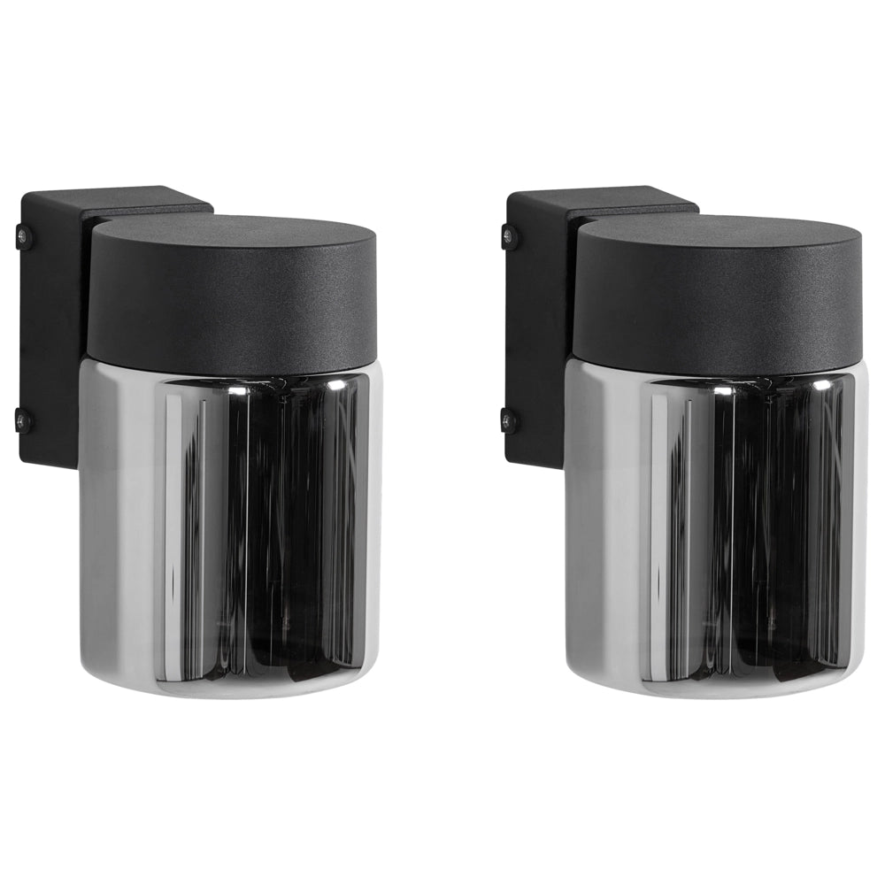 Set di 2 Lampade LED da Parete per Esterni in Alluminio Nero 16 cm Design Moderno
