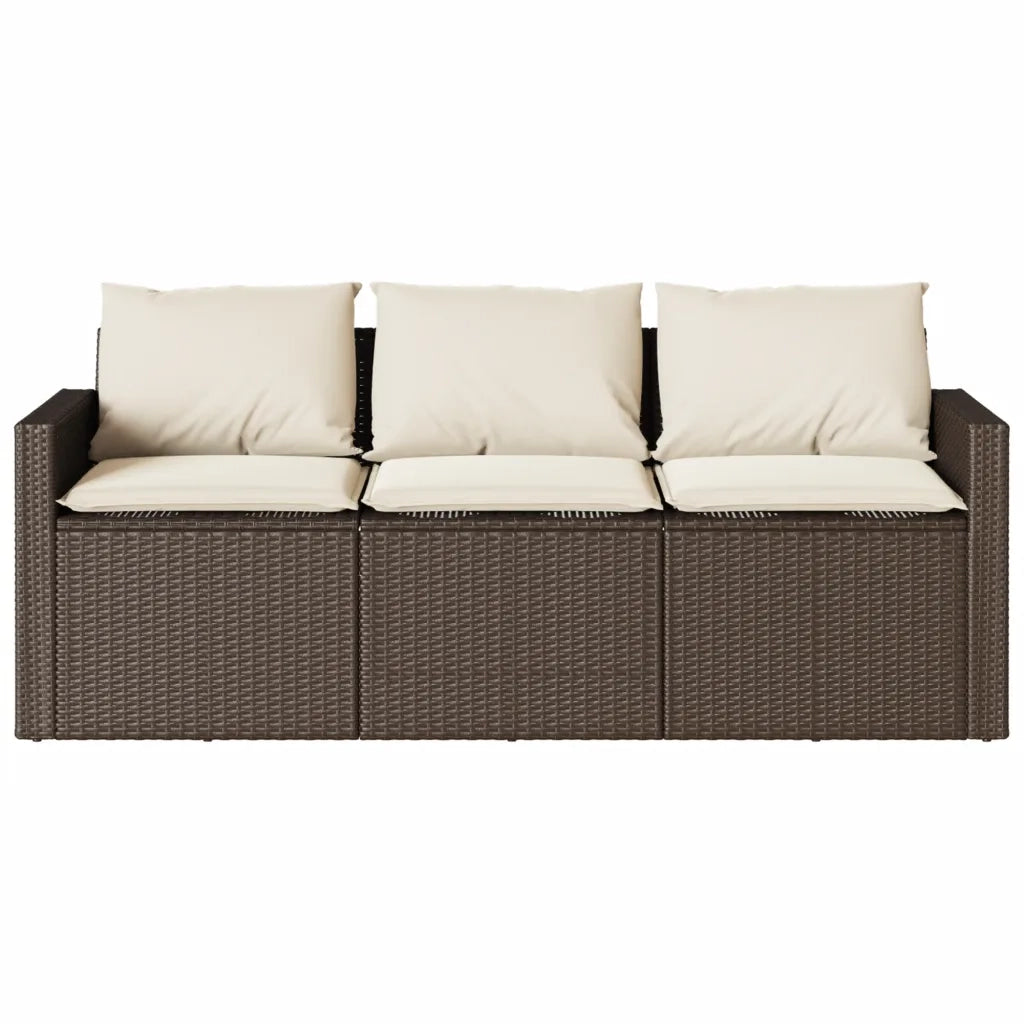 Set da Pranzo da Giardino 2pz | Set Salotto da Giardino con Cuscini in Polyrattan Marrone