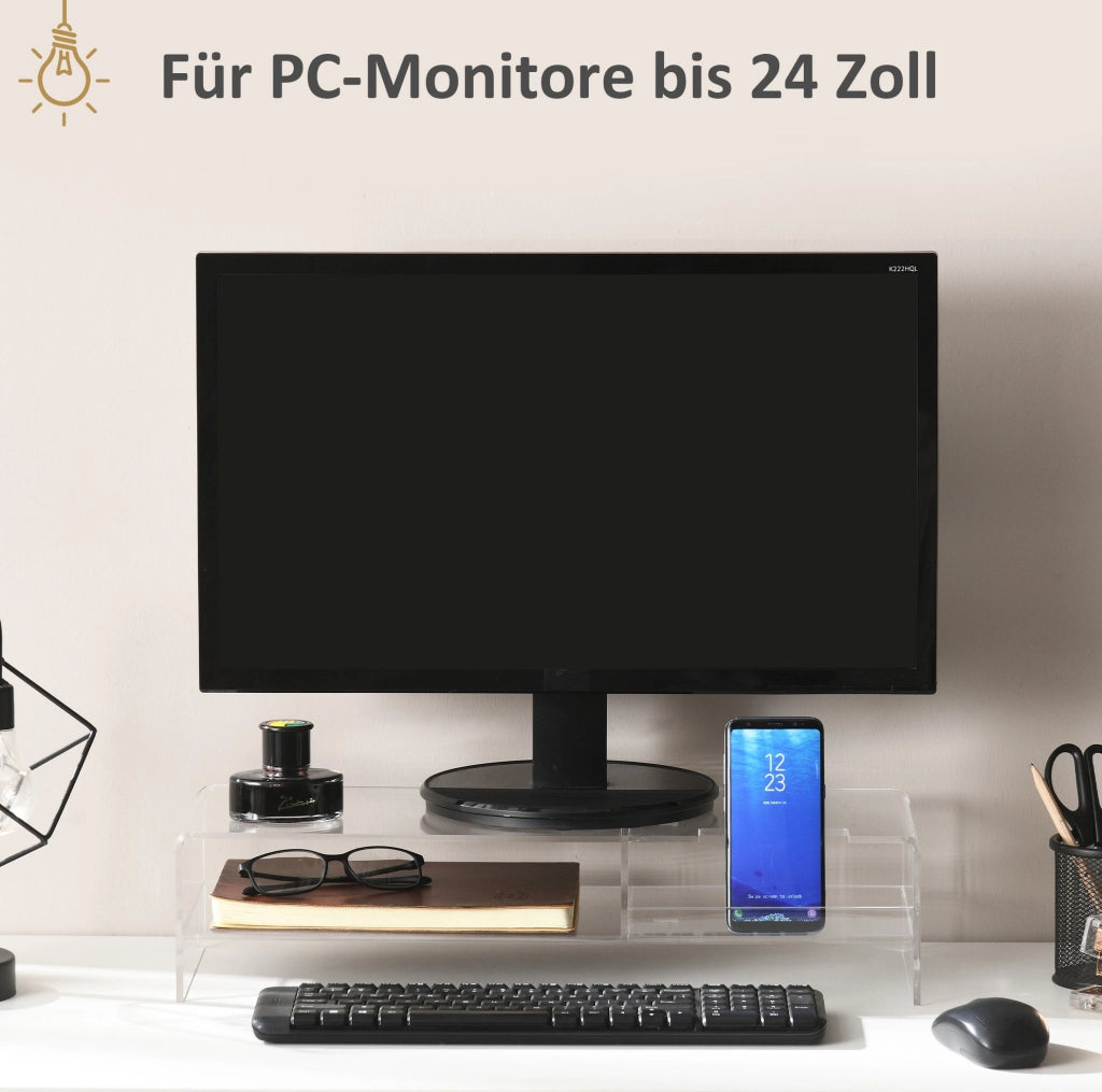 Supporto monitor trasparente 50，8x19x12 cm in acrilico， 2 livelli