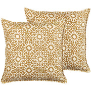 Set di 2 cuscini decorativi cotone beige 45 x 45 cm motivo geometrico fatto a mano rivestimento sfoderabile con imbottitura stile boho