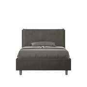 BS COM Letto una piazza e mezza con rete imbottito 130x190 microfibra grigio Large