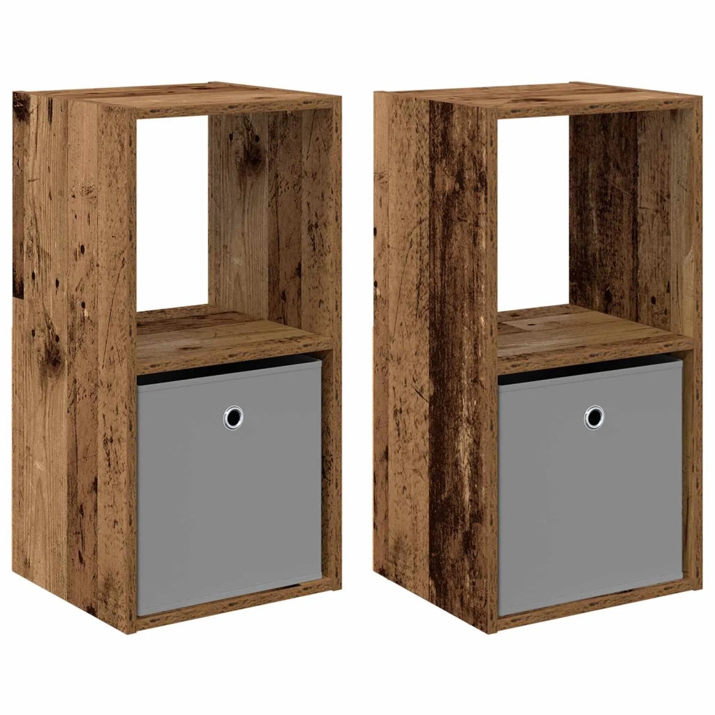 Comodino con cassetto 2 pcs Legno vecchio 35 x 32 x 68,5 cm