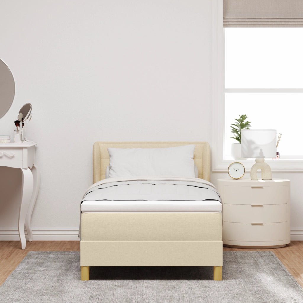 Letto Box Spring con Materasso - Crema - 80x200 cm - Tessuto