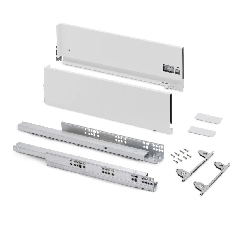 Cassetto esterno Vertex con regolazione 3D altezza 178mm, 40kg, profondità 400mm, Acciaio, Verniciato alluminio