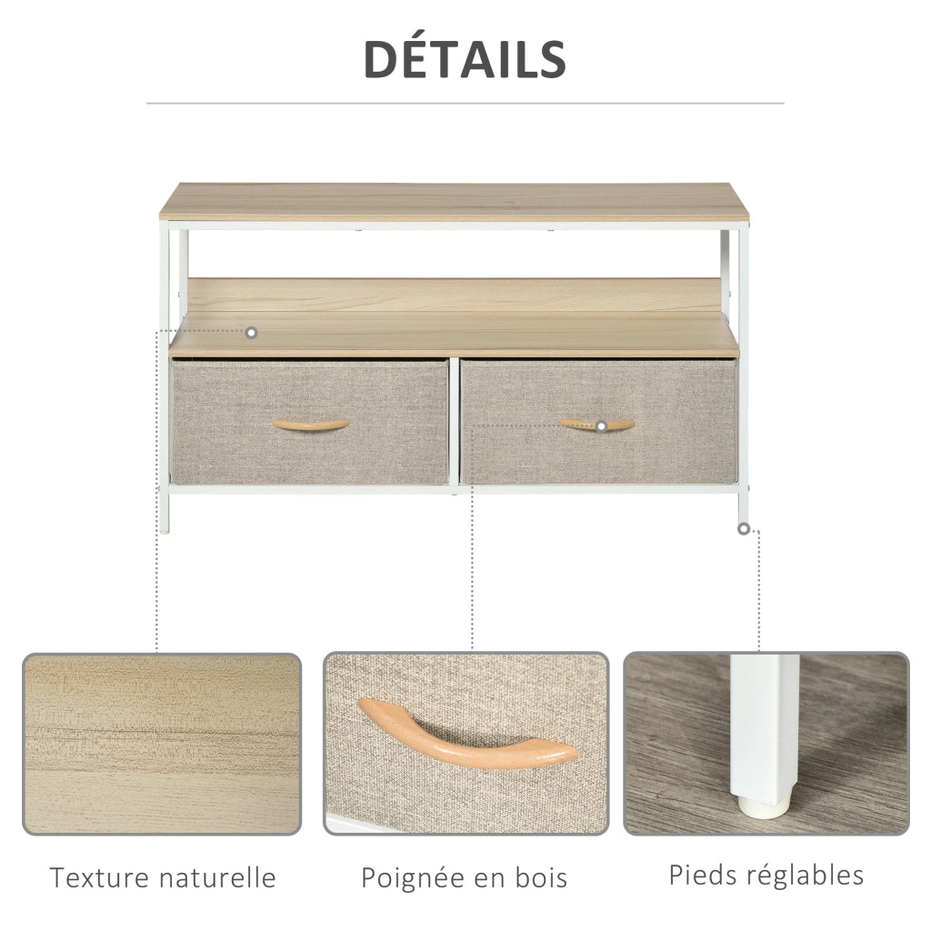 Mobile TV ¨C zephmum ¨C Grigio, Legno, Metallo, 2 Cassetti