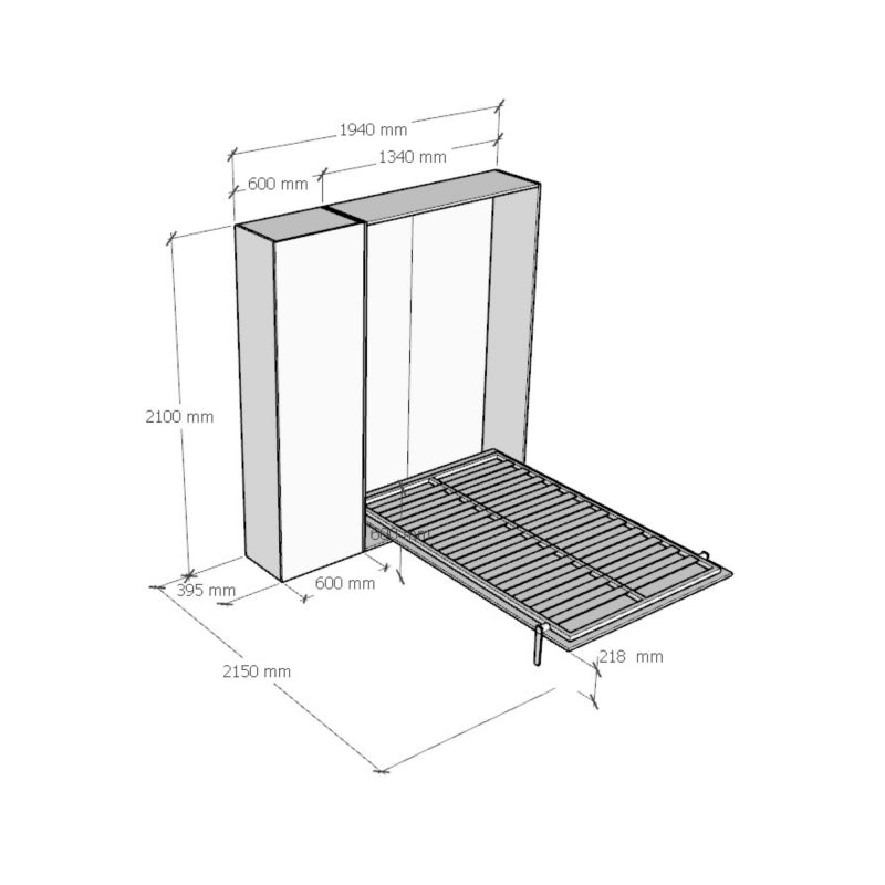 Letto a scomparsa 120 verticale Kentaro con colonna - Bianco Frassino
