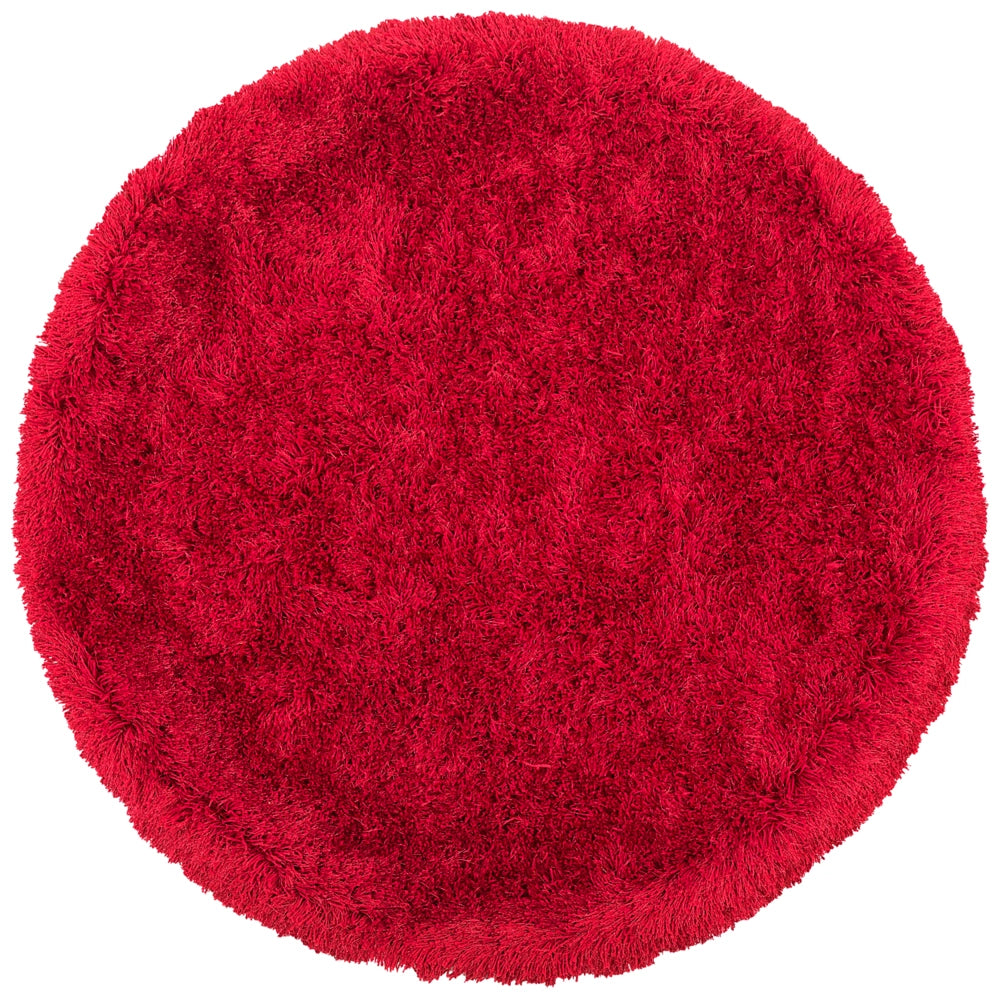 Tappeto Shaggy Tappeto a pelo lungo Solido Poliestere Rosso Rotondo 140 cm