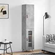 Credenza-Buffet-Armadio da cucina Grigio Cemento 34,5x34x180 cm in Legno Multistrato 247152