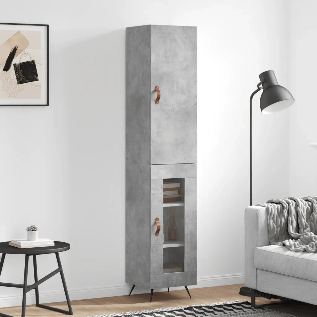 Credenza-Buffet-Armadio da cucina Grigio Cemento 34,5x34x180 cm in Legno Multistrato 247152