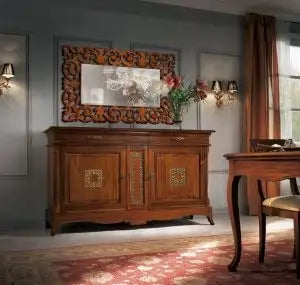 Credenza Gioia madia in legno massiccio Shabby chic 2 ante e 3 cassetti