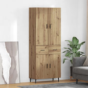 Credenza 2 pcs Rovere artigianale Legno Stratificato e Vetro 3415977