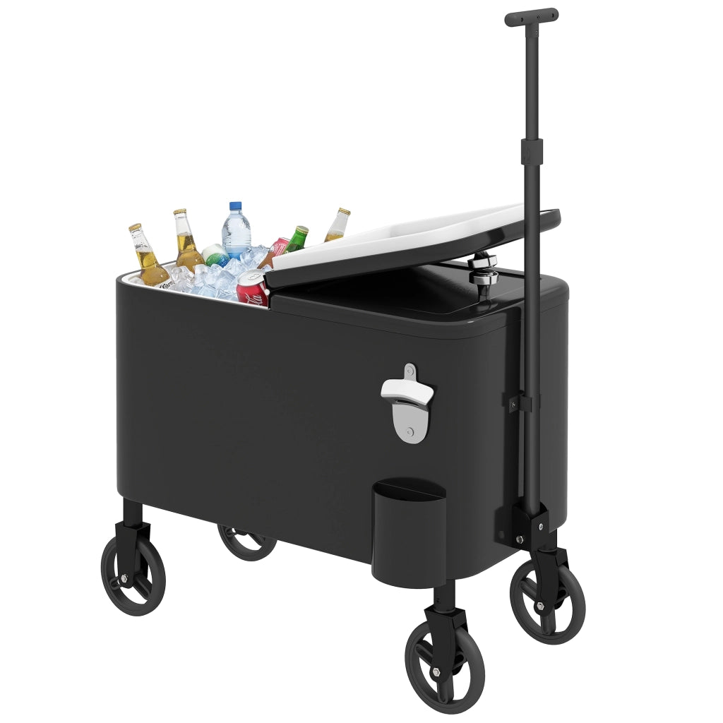 Carrello per Bevande con Ruote e Apertura Superiore ¨C zephmum ¨C 75x35x120 cm Nero