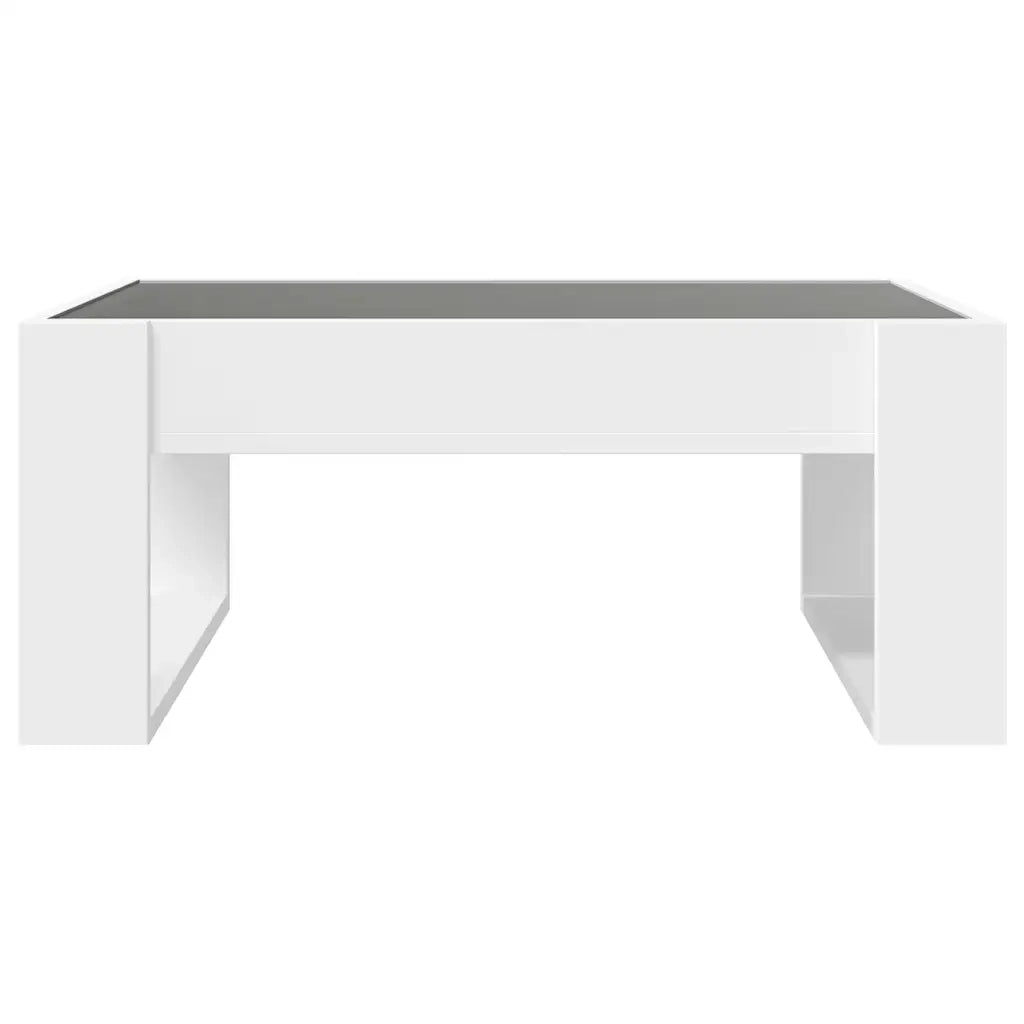 Tavolino da Salotto con LED Infinity-Tavolino da soggiorno Bianco 70x53x30 cm