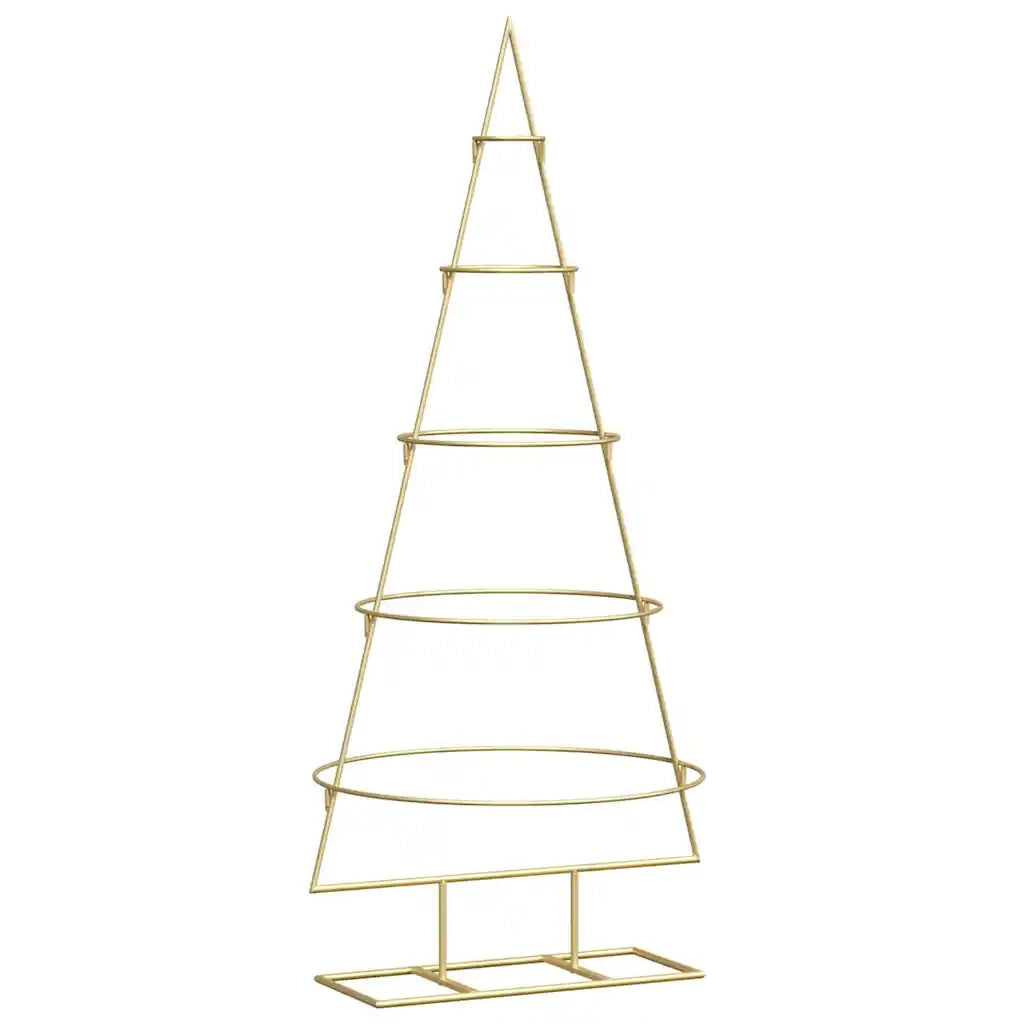 Albero di Natale | Decorazioni natalizie in metallo con supporto Oro 125 cm