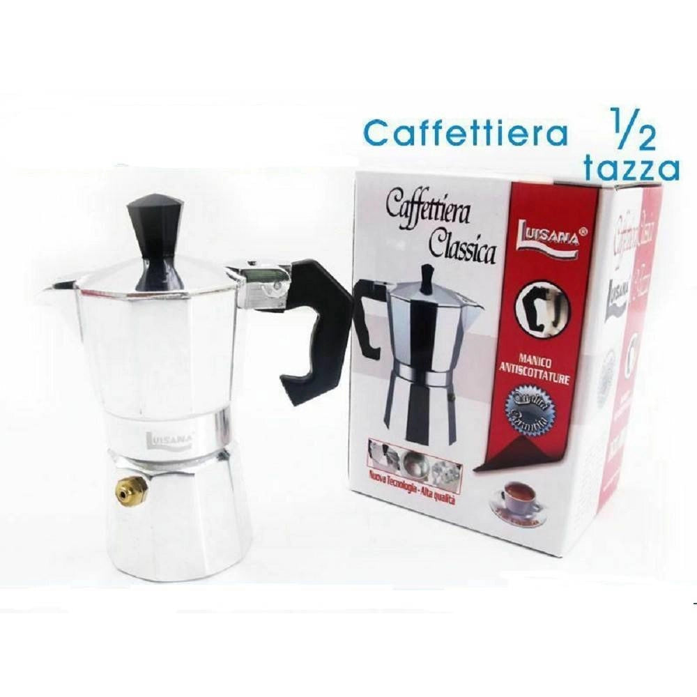 Trade Shop - Caffettiera Moka Macchinetta Caffè Espresso Napoletano Misura 1/2 Tazza -