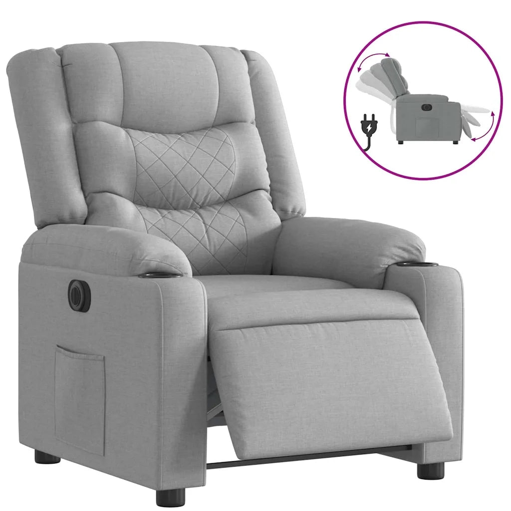 Poltrona | Sedia Relax Elettrica Reclinabile Grigio Chiaro in Tessuto