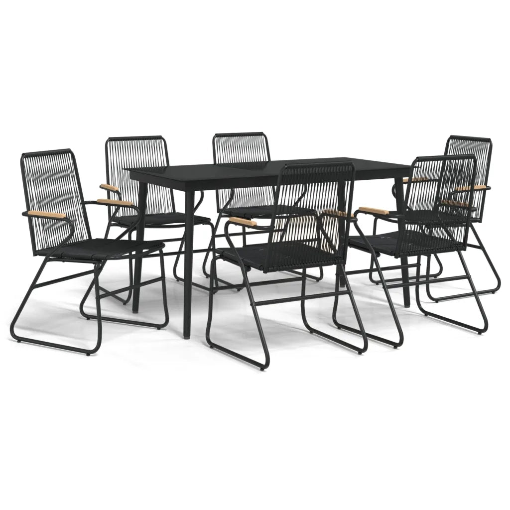 Set da Pranzo da Giardino 7 pz Nero in Rattan PVCcod mxl 97544