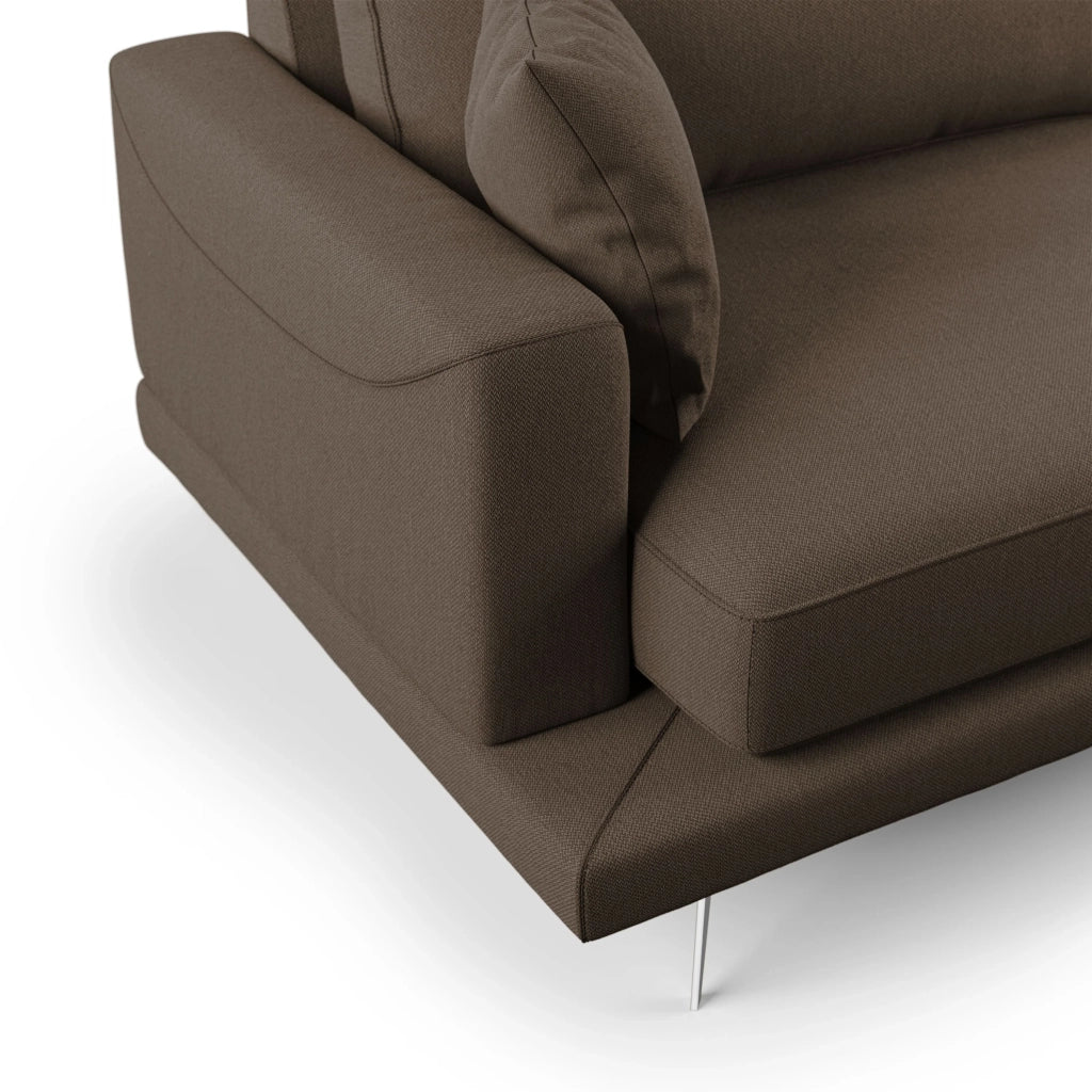 Dorian Divano moderno in tessuto morbido antimacchia T05 218 cm marrone