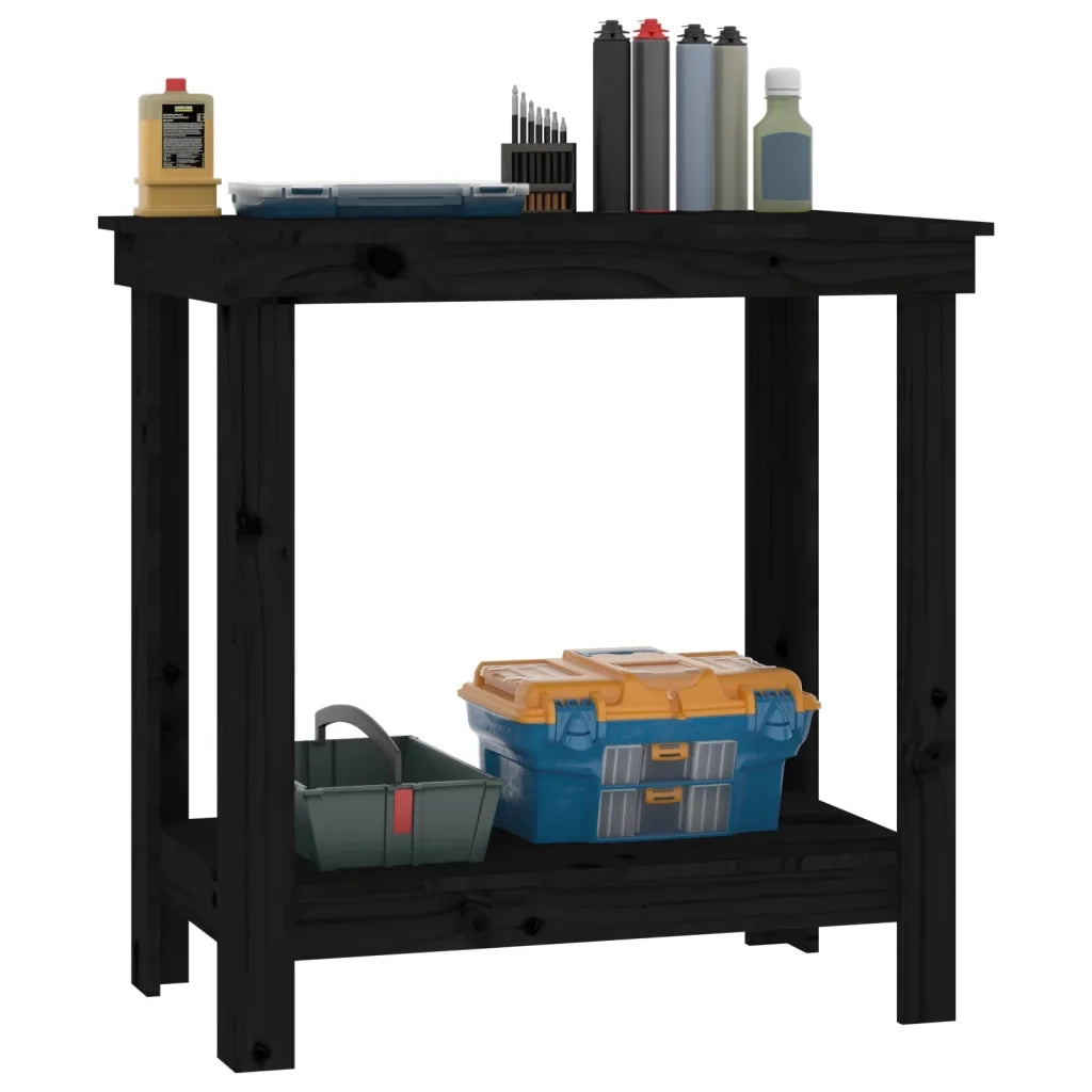 Banco da Lavoro Nero 80x50x80 cm in Legno Massello di Pino 822500