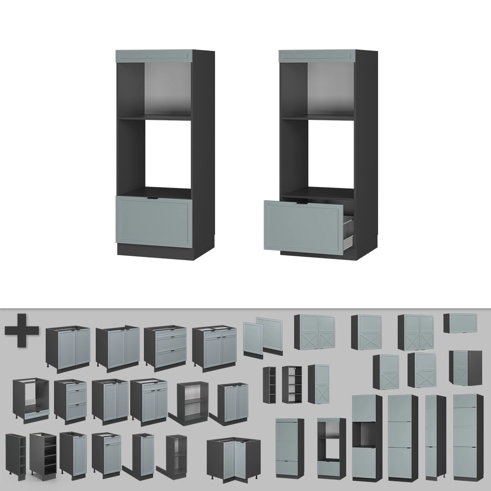Vicco Set mobili bagno Blu-grigio chiaro 60 cm aperto