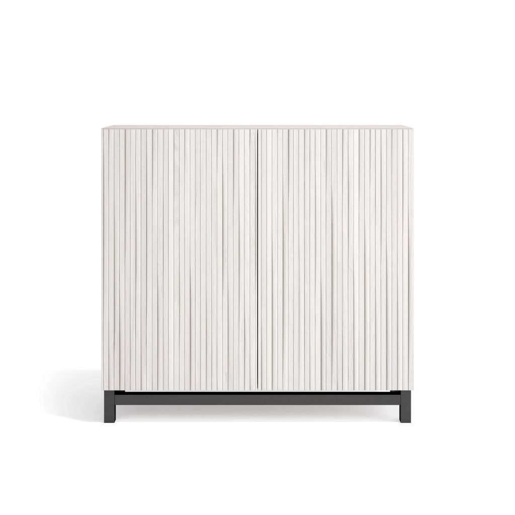Scarpiera Herdasa effetto bianco ante stampa doghe bianche 90x90x27cm