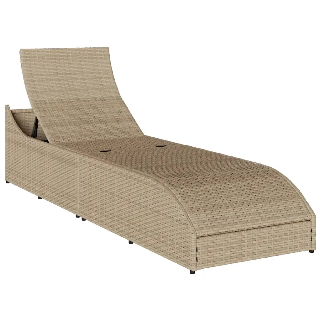 Lettino Prendisole Pieghevole con Cuscino e Portaoggetti Beige 4104223