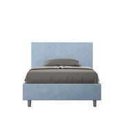BS COM Letto una piazza e mezza con rete imbottito 110x190 microfibra azzurro