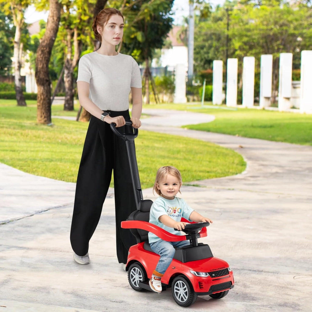 Macchina Cavalcabile per Bambini 1-3 Anni, Cavalcabile Bambino 3 in 1, Pignée Amovibile, Guida Realistica con Volante, Clacson, Musica, Carico 25 kg, Ruote Antiscivolo, Regali Bambini (Rosso)