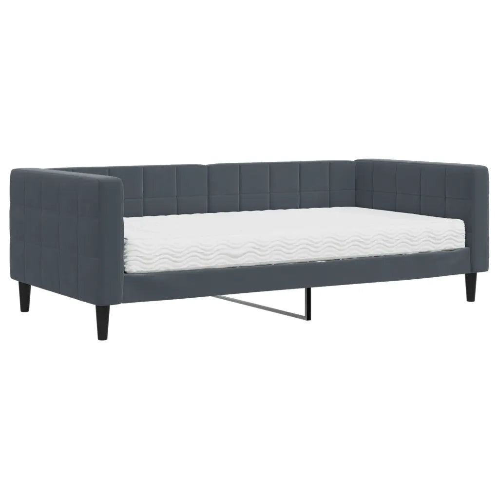 Divano letto | Sof¨¤ letto | Letto singolo con Materasso Grigio Scuro 90x190 cm in Velluto