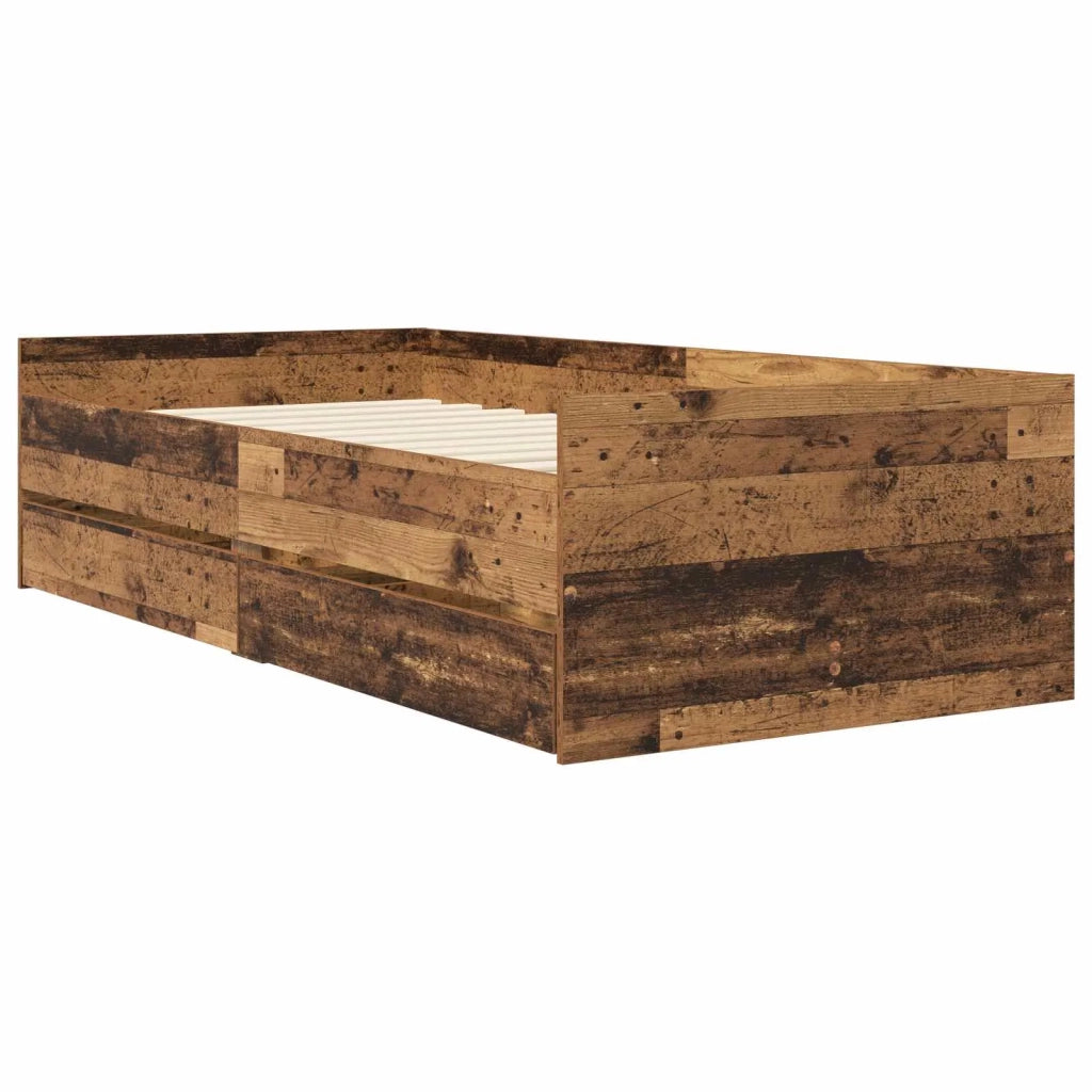 Struttura del letto con cassetto Legno antico Pino massello 3429616