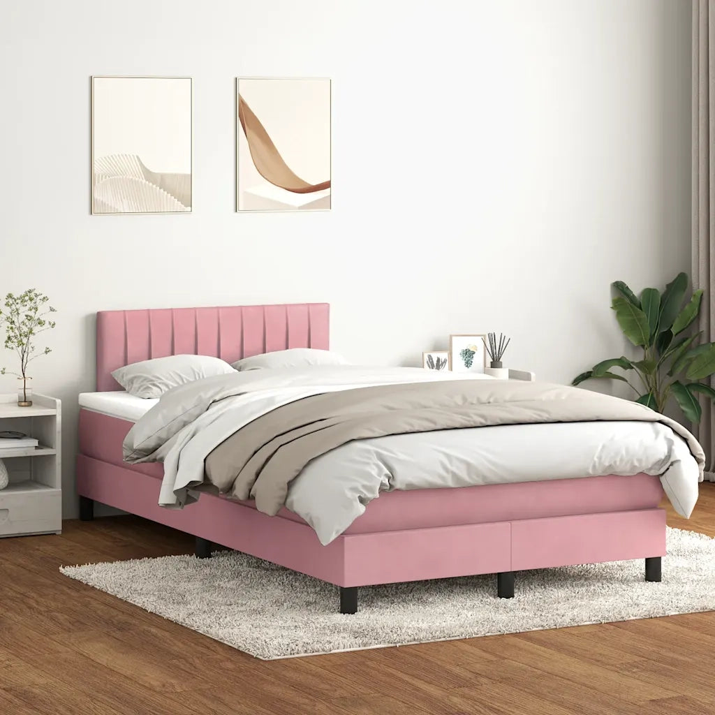 Giroletto a Molle con Materasso Rosa 120x220 cm in Velluto 3316448