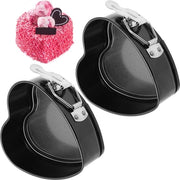 Set di Torte Romantici a forma di Cuore da 2 Muffin con Superficie Antiscivolo - Superficie Antiscivolo - Impronta Liscia - Cottura Uniforme - Nero