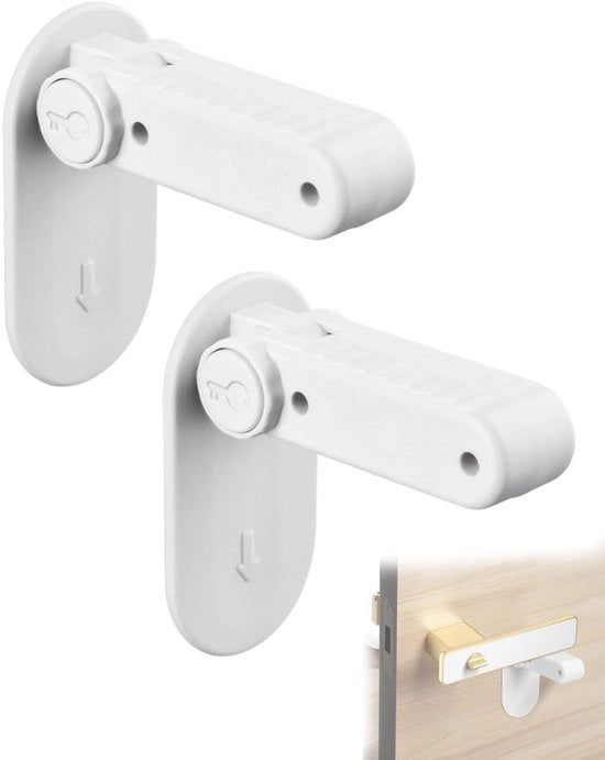 Sicurezza per bambini, 2 pezzi, nessuna perforazione necessaria, sicurezza per porte dei bambini, multifunzionale chiusura per porta autoadesiva, chiusura per bambini riciclabile con cassetto, bianco