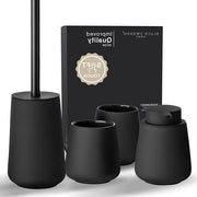 Set da bagno 3 in 1 - nero opaco - dispenser sapone - supporto spazzola da denti - spazzola per il water